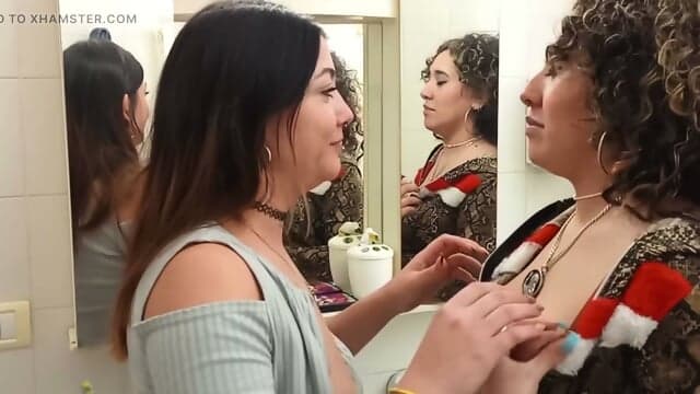 Lesbian Friends Quickly Sneak One In
