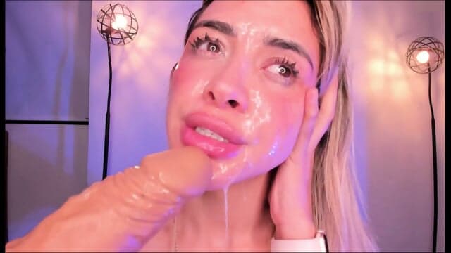 Sloppy Blowjob With Dildo On Webcam