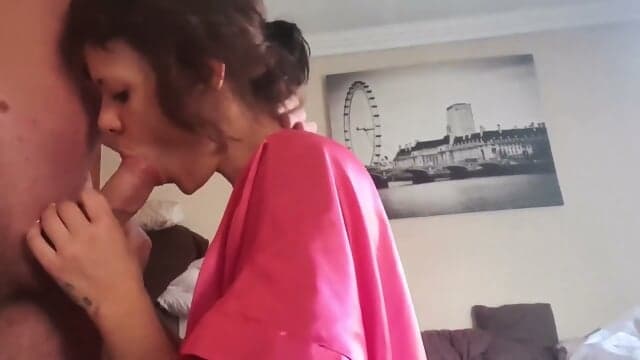 Curly-Haired Brunette MILF  A Blowjob And Handjob