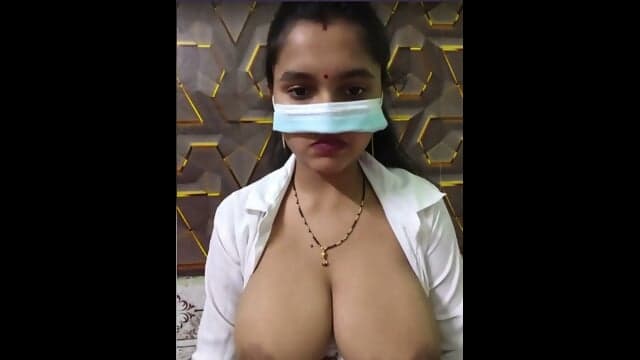 Indian Delhi Bhabhi With Milky Natural Tits Showing Infront Of Camera To Her In White Cloths