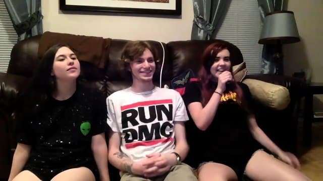 Threesome On Sofa