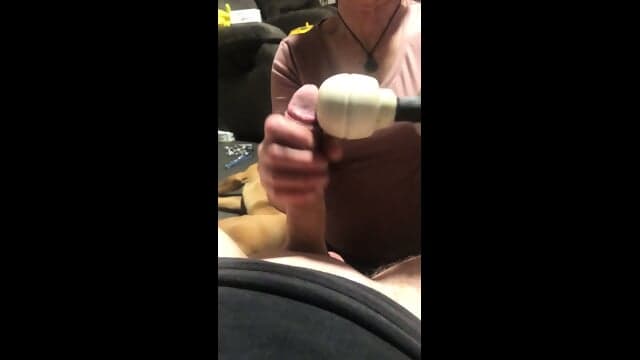 Grandma Jerks Off Sons Friends Bull Cock With Wand
